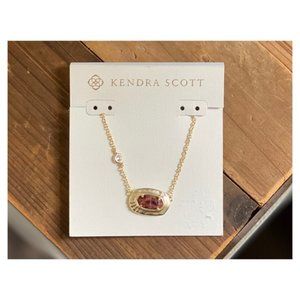 Gold Maroon Jade Pendant Necklace